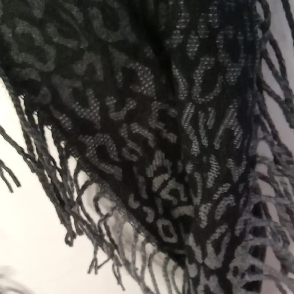 Cejon  Women's Infinity Elegant Black and Gray Fringed Scarf. Warm, Versatile